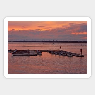 Moored Boats at sunset Sticker